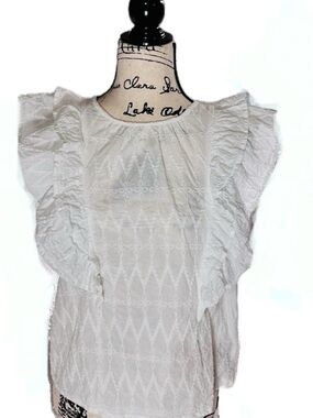 Universal Thread Embroidered Ruffle Sleeve Top